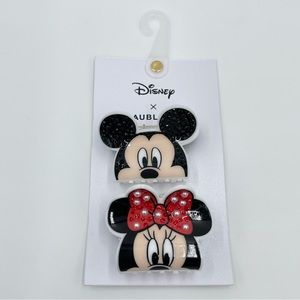 Disney Baublebar Mickey & Minnie Mouse Rhinestone Pearls Hair Claw Jaw Clips NWT